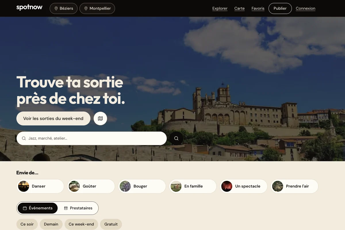 Aperçu de l’application Spotnow